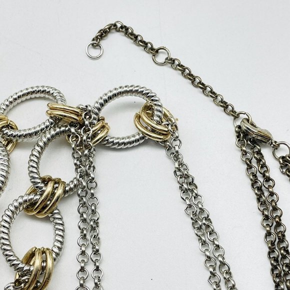 Oval Link and Chain Necklace Mixed Metal Tones Gold Silver Classic Career LARP - Picture 3 of 7